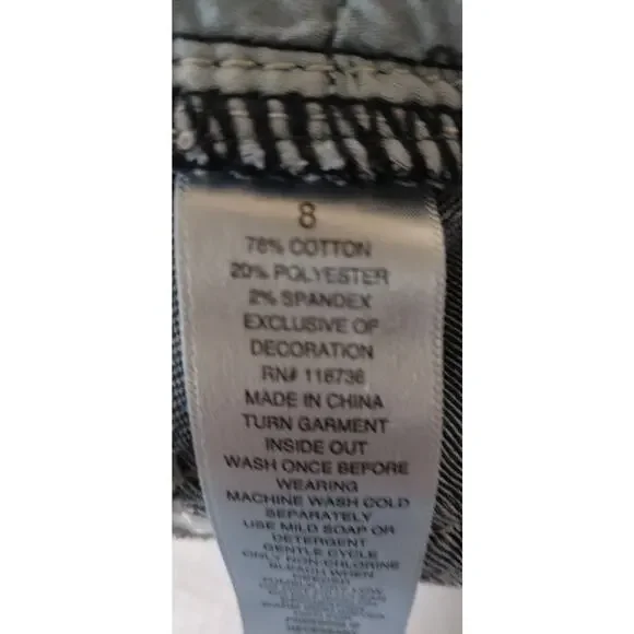 ANA Blue Denim Capris Jeans Women's SIZE 8 BLING Y2K Rhinestones Embellished 8 - Picture 14 of 14